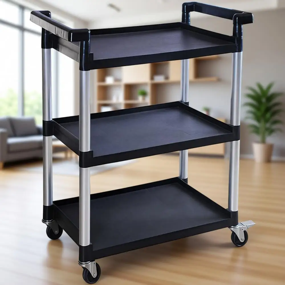 

Utility Plastic Cart with Wheels - 225 lbs Capacity, Black