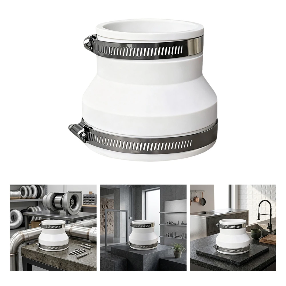 Flexible Coupler Reducer for Duct Connection 100mm to 75mm 100mm to 90mm Easy Installation Plastic Ventilation Adapter