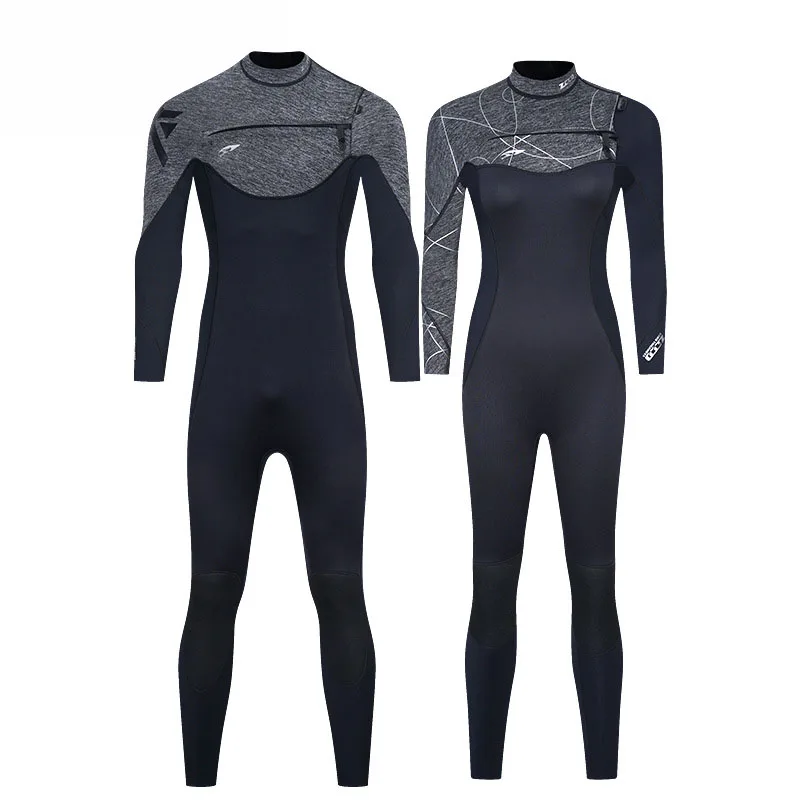 2/3mm One Piece Horizontal Zipper Wetsuit Warm Men Women's Super Elastic Long Sleeved Snorkeling Swimming Surfing Diving Suit