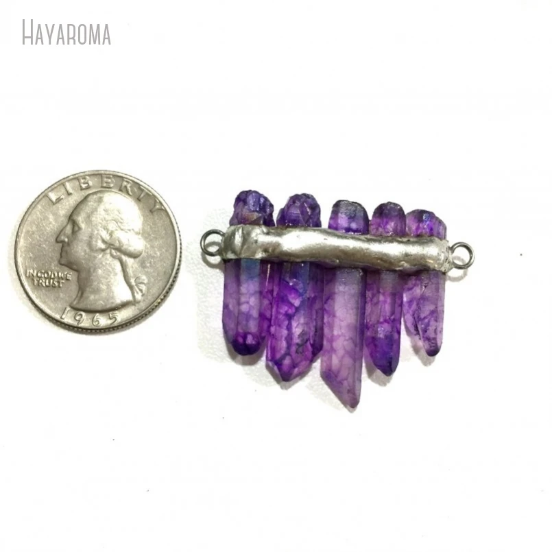 10Pcs Soldered Graduated Free Form Handmade Jewelry Titanium Color Irregular Faceted Purple Clear Crystal Pendant PM29789