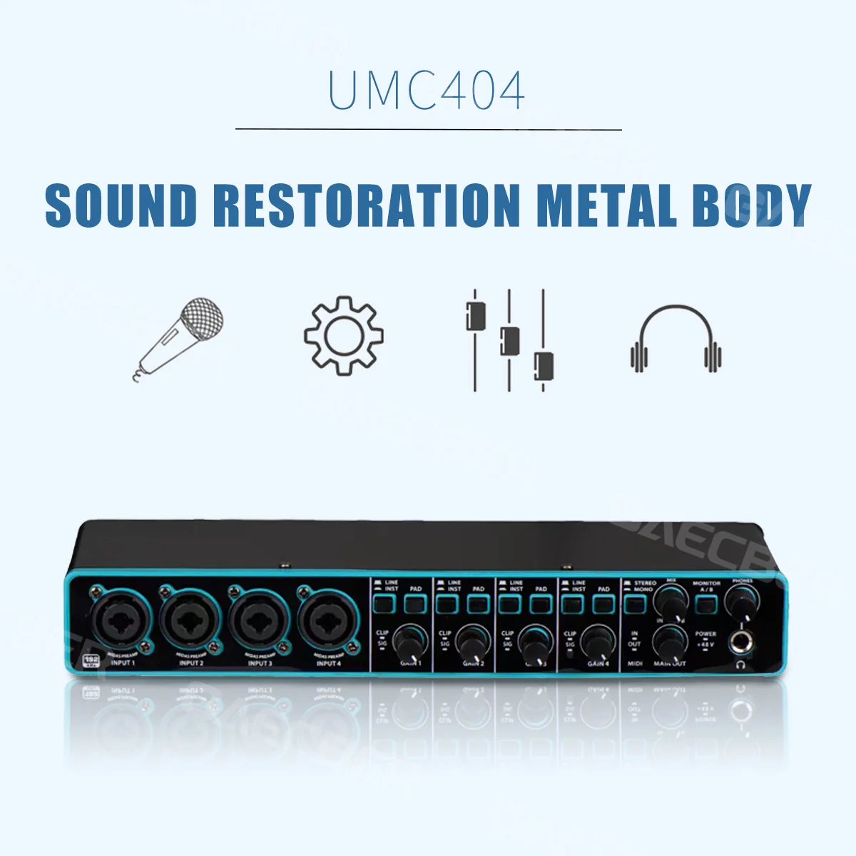 Audio Interface Depusheng UMC404 Professional Sound Card with Monitoring Electric Guitar Live Recording For Studio Singing Micro