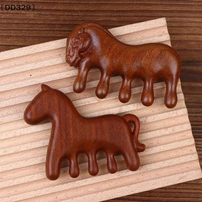 Sandalwood Horse Meridian Massage Comb Hair Comb Scalp Relax Acupoint Massager Portable Wooden Handle Comb Anti-static〔DD329〕