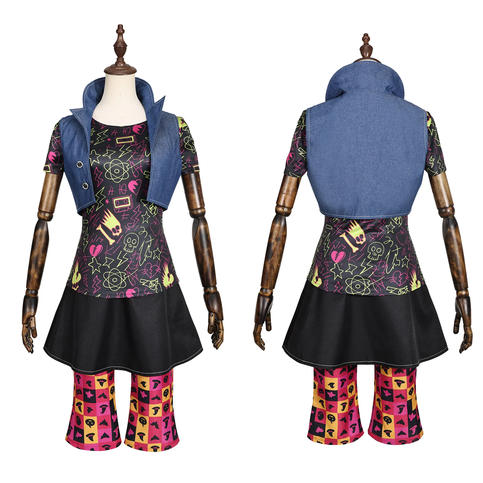 

Monster Venus Mcflytrap Cosplay Costume Anime High Girl Women Graffiti Dress Cowboy Vest Halloween Carnival Party Uniform