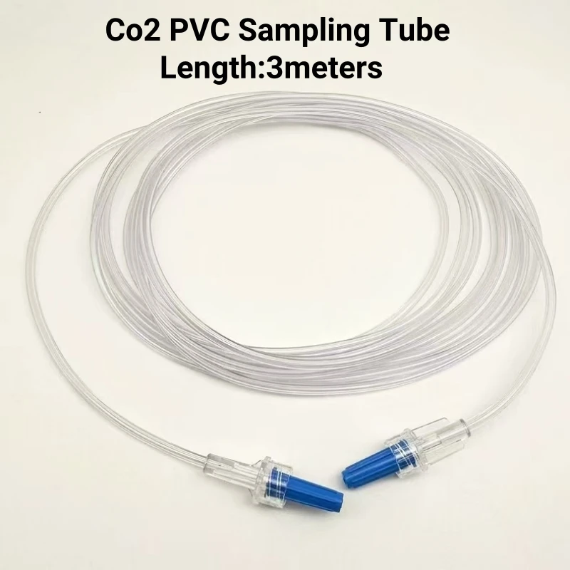 2 Pieces Co2 Sampling Tube Disposable Medical PVC Carbon Dioxide Gas Sampling Tube EtCO2 Sampling Line with Luer Male Connector