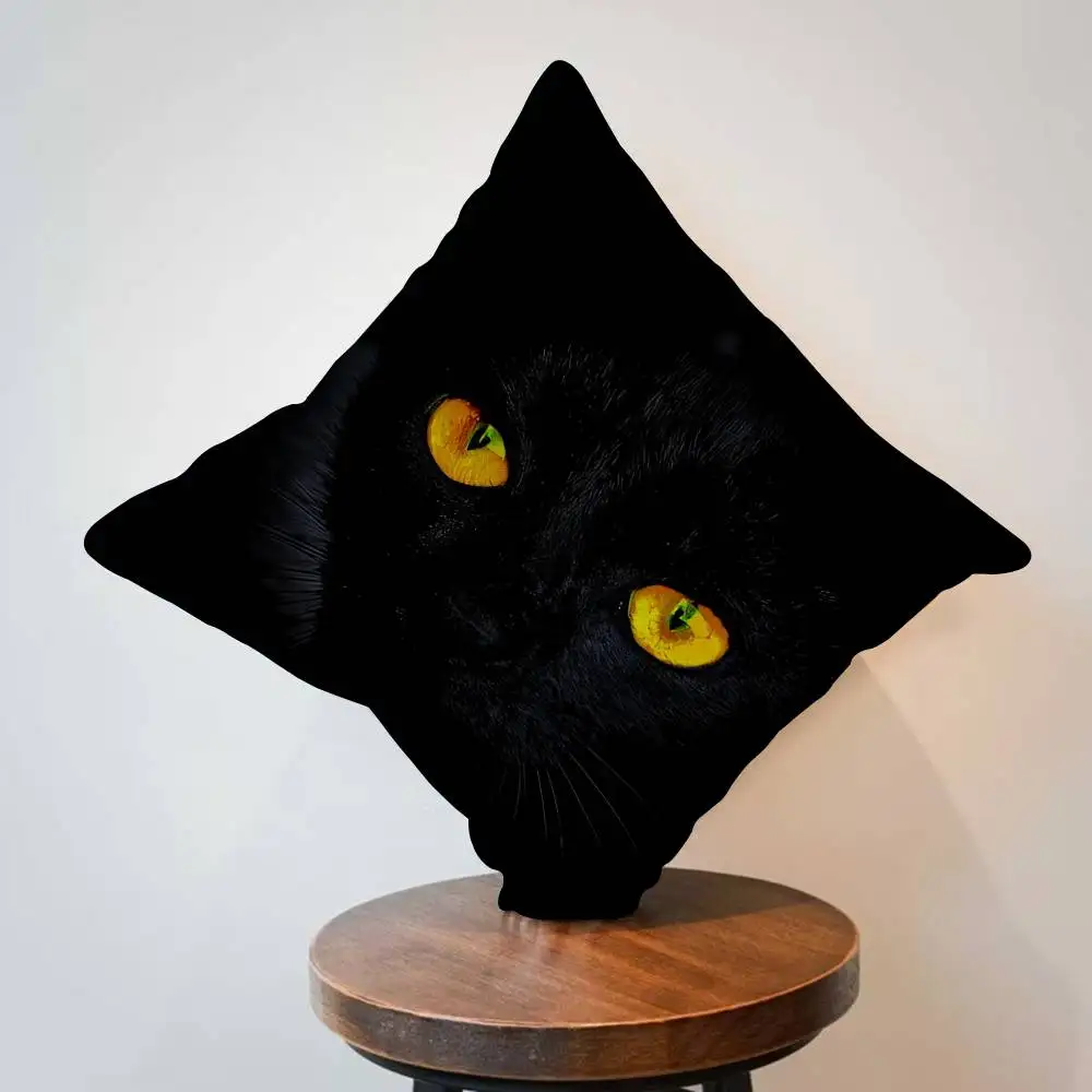 Black Cat Print Pillow Cover for Bedroom Room and Living Room Sofa Decorative Cushion Cover