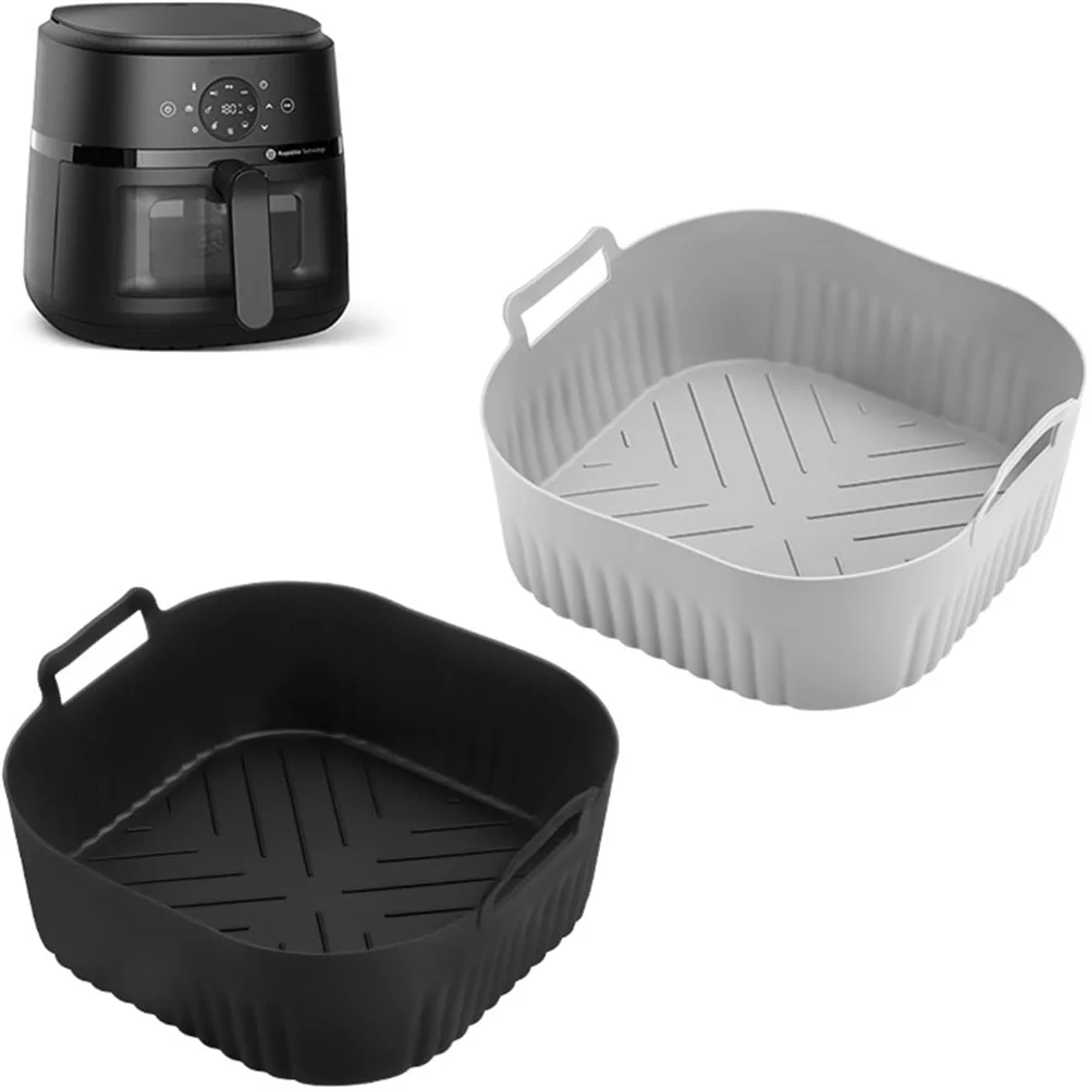 Square Air Fryer Silicone Inner Liner for Square Reusable Non-Stick Basket, Suitable for Air Fryers, Microwave Ovens or Ovens.