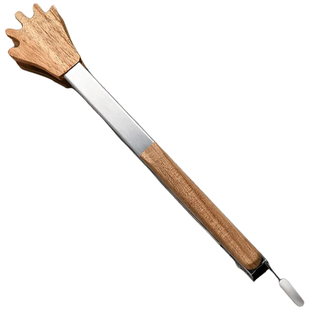 

Wooden BBQ Tongs Food Cooking Nonslip Anti scald H Kitchen Tools Stainless Steel Heat Resistant Camping Picnic