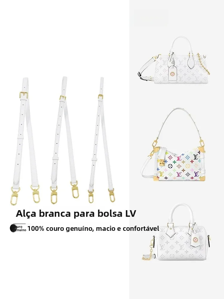 ホワイト三色バッグショルダーストラップ-lv-スピーディーバッグ-フレンチブレッドバッグ-クロスボディ-オンザゴーバッグストラップに最適