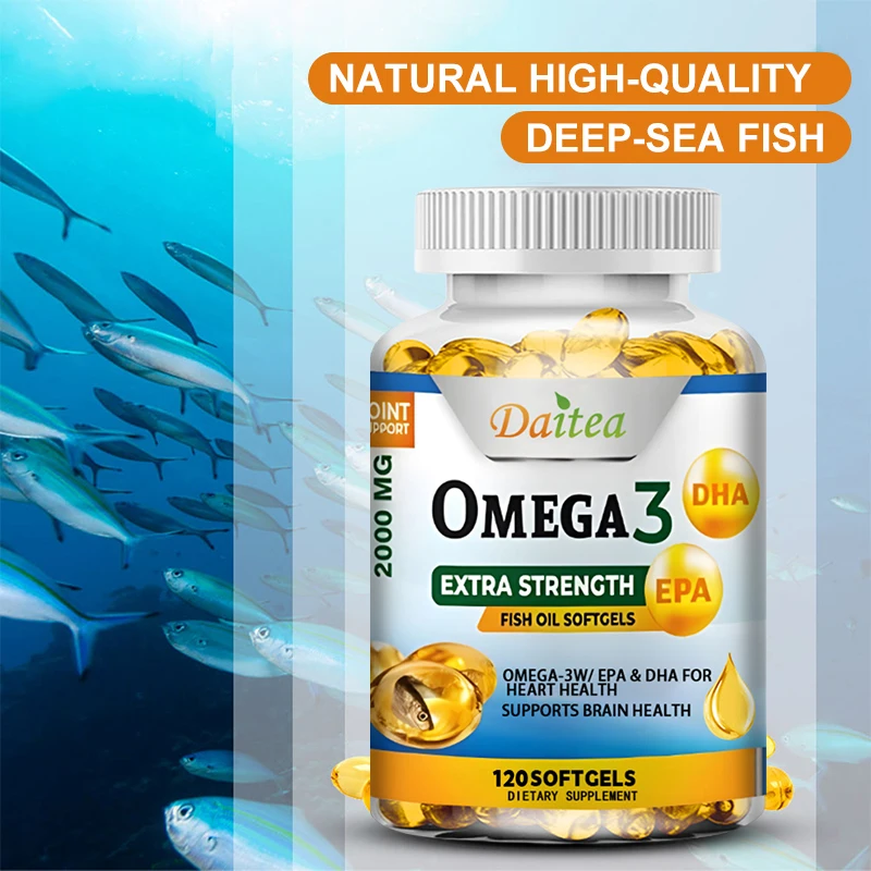 Omega 3 Fish Oil Supplement - 2000 Mg, Pure EPA DHA Omega 3 Supplements Nerves and Joints, for Women and Men 120 Capsules