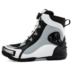 Bottes de moto en cuir microcarence pour hommes, bottes de motocross, bottes de course tout-terrain, chaussures d'équitation de moto, nouveau