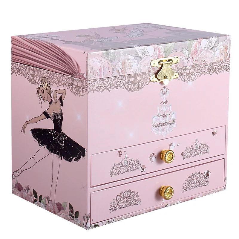 Black Swan Dance Ballet Music Box Drawer Jewelry Music Storage Box Children\'s Day Christmas Valentine\'s Day Birthday Gift