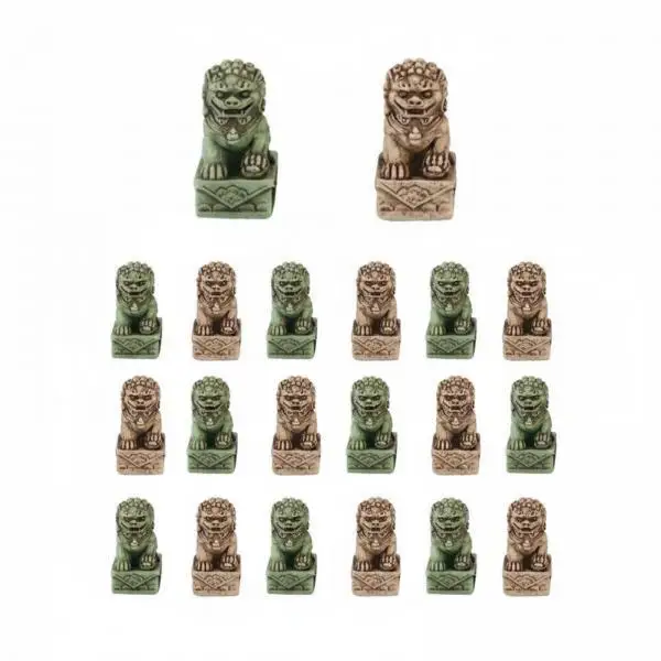 Resin Lion Statue Classic Eastern Guardian Dog Ornament Figurines for Desk Shelf Miniature Landscape