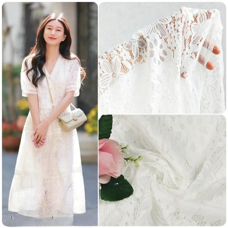 

Lace Net Fabric For Cheongsam Dress Stage And Wedding Decor Sheer Curtain Tablecloth DIY Sewing Material For Fashion Projects