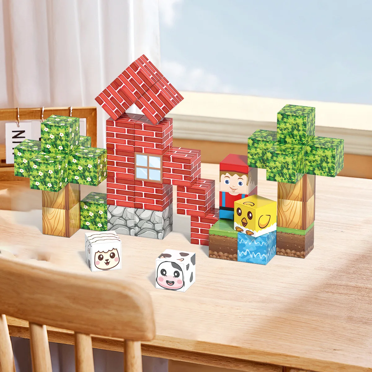 40PCS Magnetic Building Blocks Toddler Magnetic Cubes STEM Learning Set with Iron Storage Box Portable Construction Toys Gift