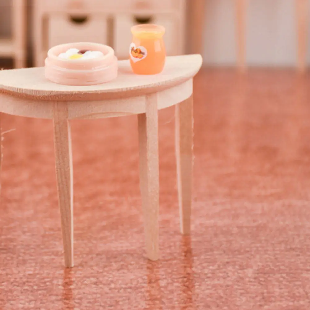 

2Pcs Semicircle Small Round Table Premium Wood Material Stable Lightweight Creative Ornament for Home Decoration DIY Projects