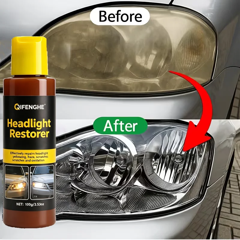 Headlight Restorer Remove Yellow Haze Oxidation Scratch Simple Refurbishment Restore Bright Clear Lens Safe Driving