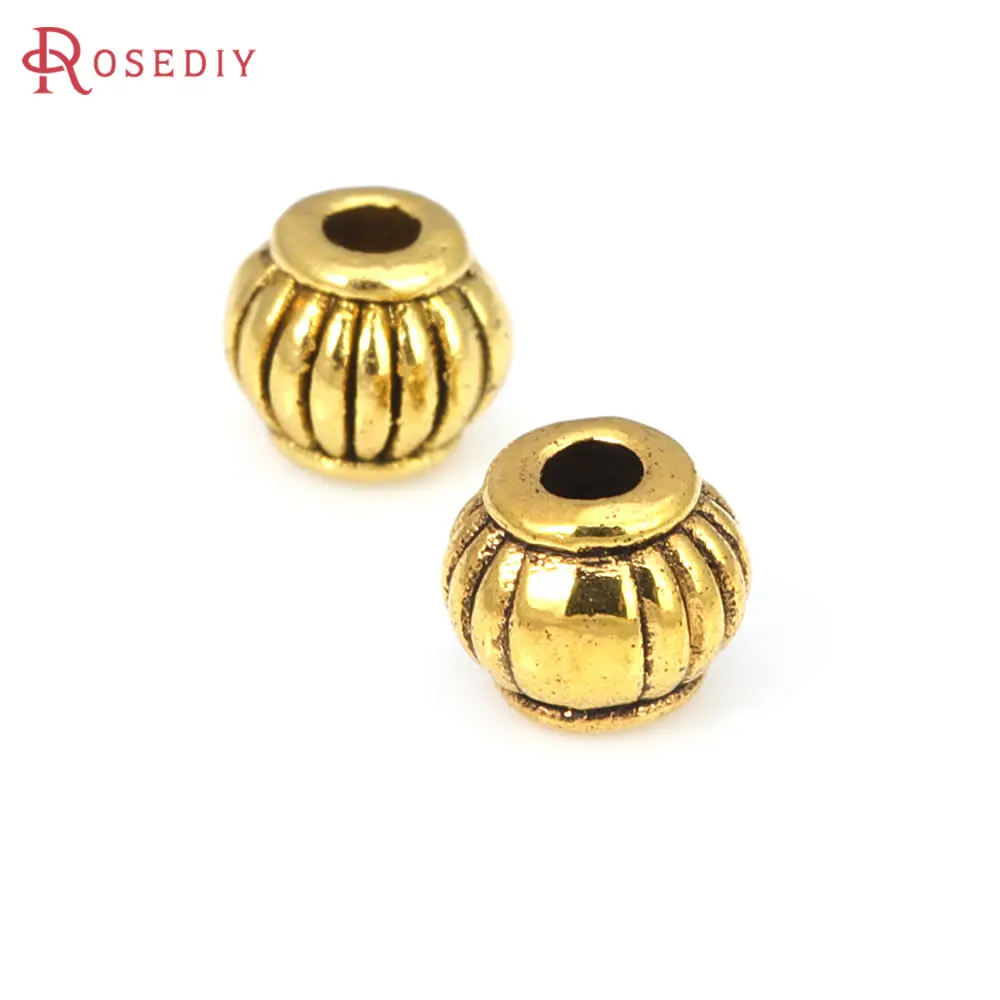 100PCS Antique Gold Color Zinc Alloy Pumpkin Spacer Beads Bracelet Beads Diy Jewelry Making Necklace Earrings Accessories