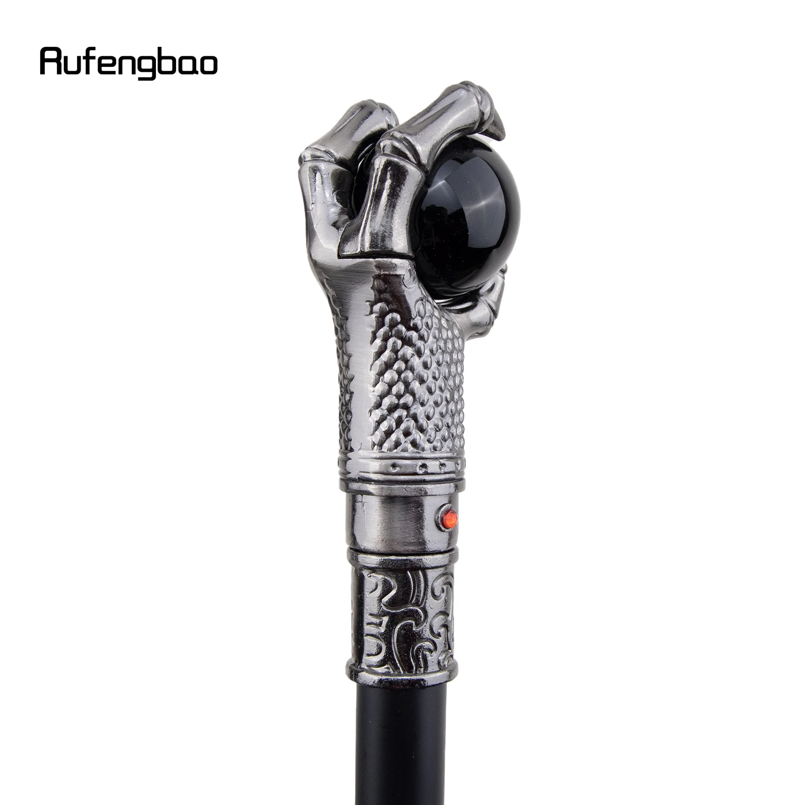 Silver Dragon Claw Grasp Black Glass Ball Walking Cane Fashion Decorative Walking Stick Gentleman Elegant Cosplay  Crosier 93cm