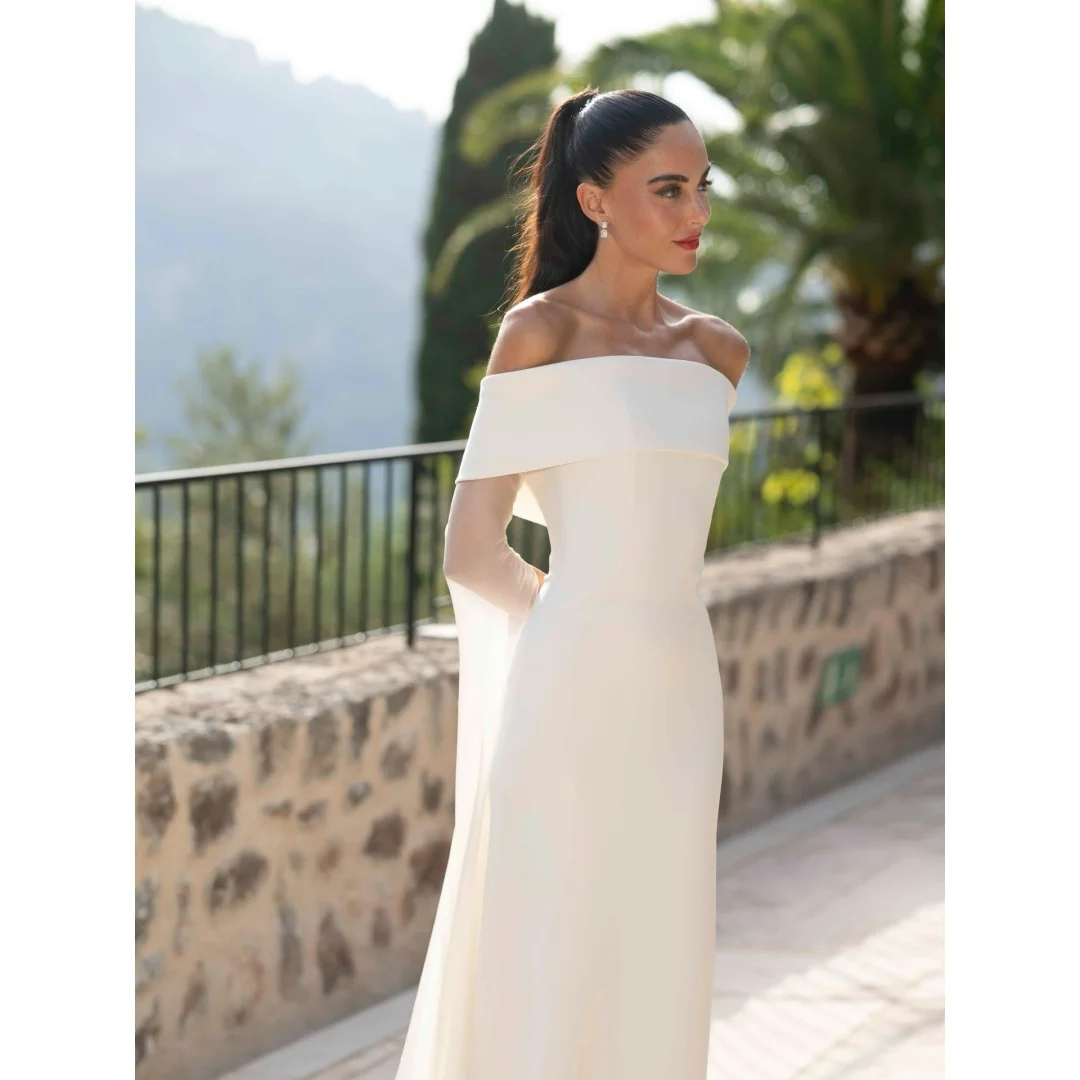 Tokyo Customized Off the Shoulder Detachable flowing sleeves Prom Dress Mermaid vestidos de noche Plain smooth skirt Formal 2026