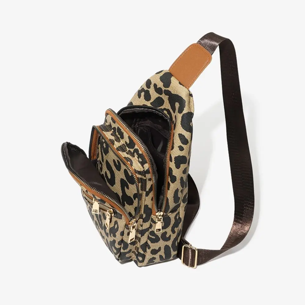 Vintage Leopard Brusttasche lässig Pu Leder wasserdichte Reiß verschluss Schulter taschen mehr schicht ige Umhängetasche