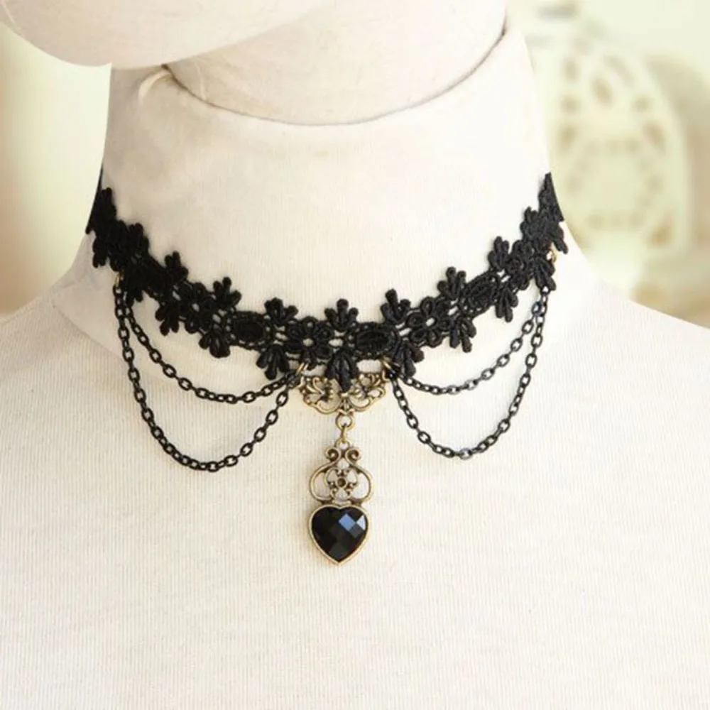 Sexy Lace Necklace Hot Sale Black Punk Style Personalized Jewelry Accessories Beautiful Attractive Clavicular Chain Daily Life