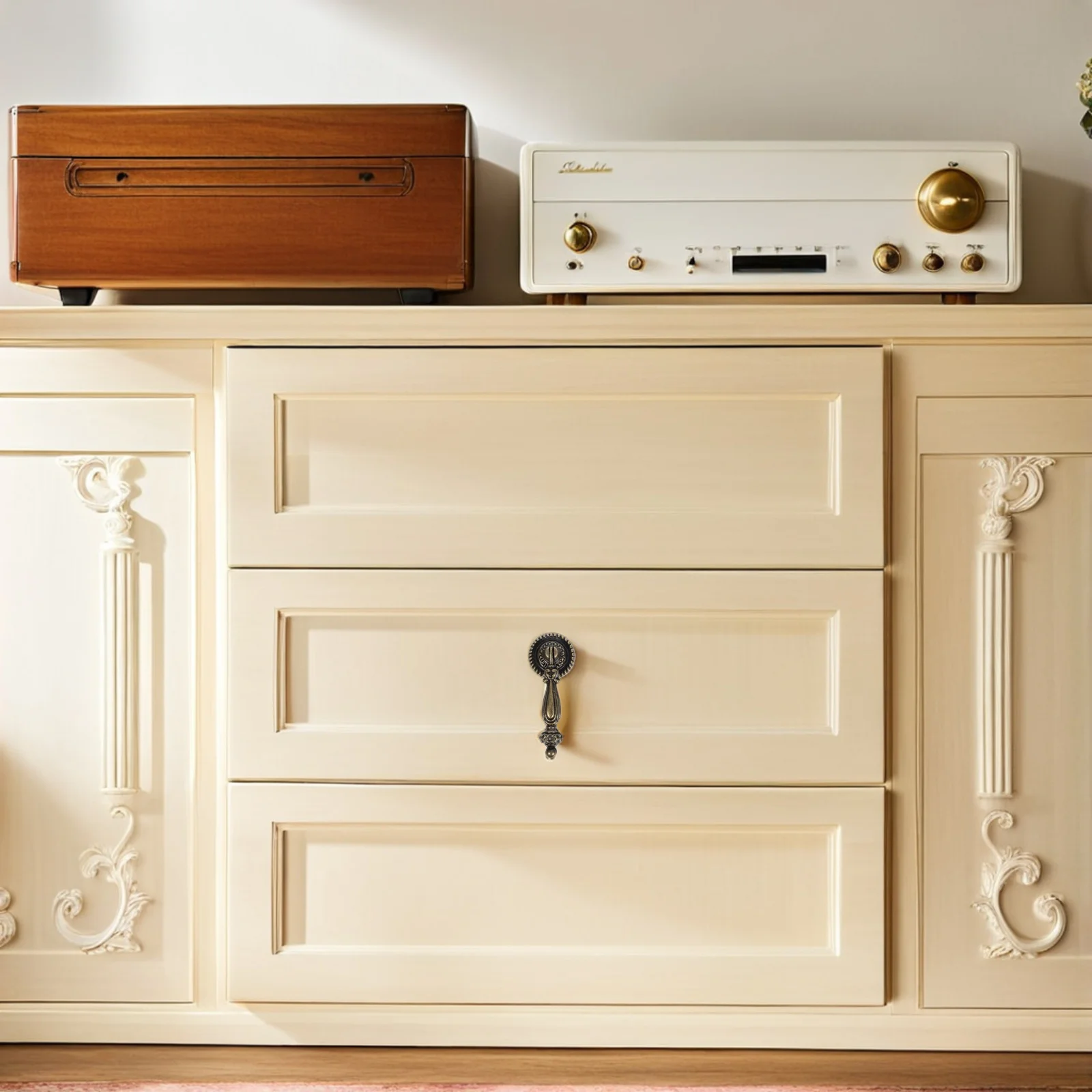 

6pcs Vintage Bronze Cabinet Pull Handles Drawer Knobs Retro Decorative Metal Furniture Hardware Tear Drop Single Hole Durable