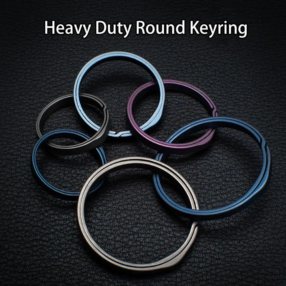 Flat Key Ring Useful Metal Flat Keychain Ring Anti-fingerprint Key Ring  Heavy Duty Round Keyring Camping Supplies