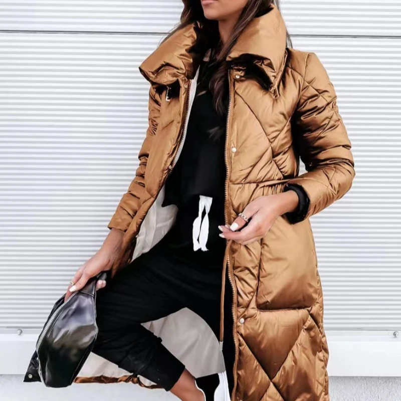 Women's Long Puffer Coat With Practical Features Long Puffer Coat With Fur Collar