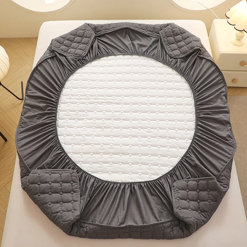 WOSTAR Thicken quilted mattress protector cover solid embroidery luxury double bed elastic fitted sheet style bed protection pad