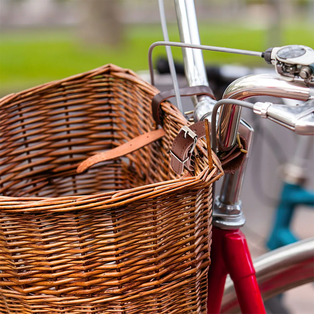 4Pcs Bike Basket Straps PU Durable Quick Install Detachable Front Cycling Accessories for Kids PU Bike Basket Strap