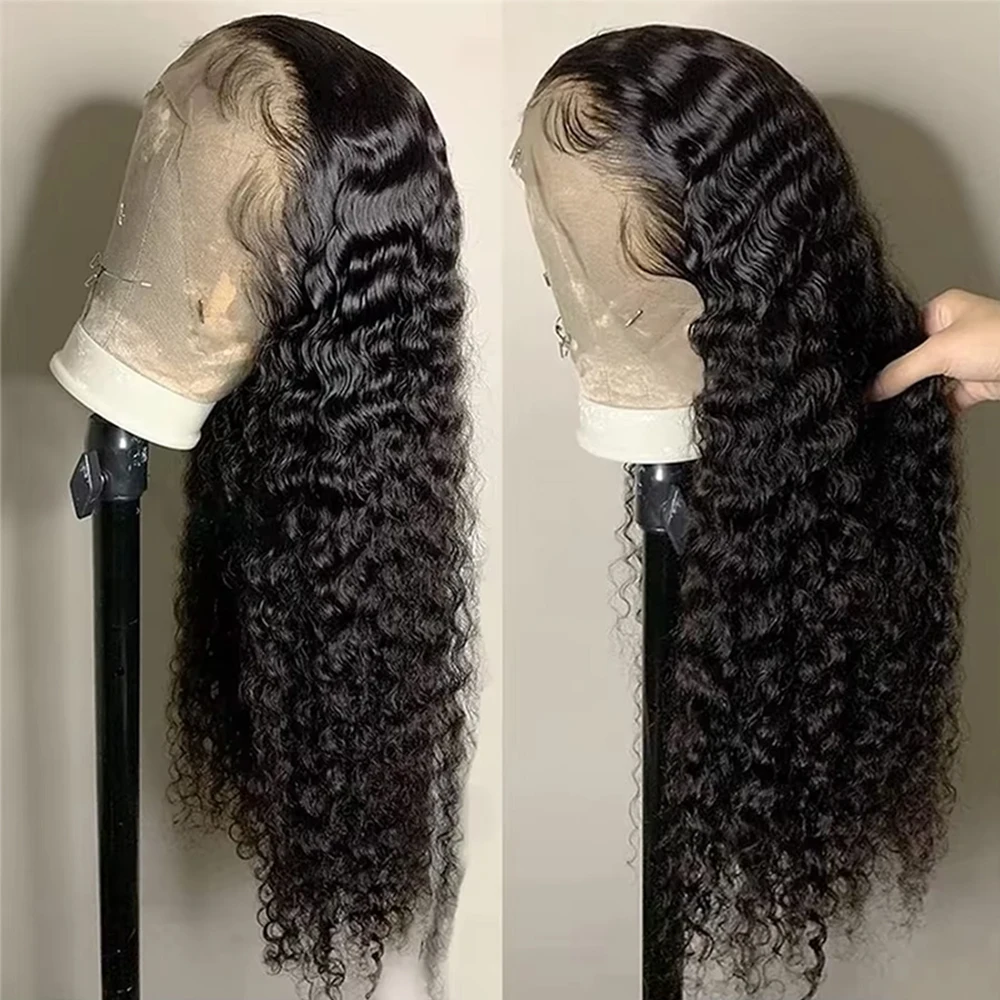 38 40 Inch Deep Wave 13x6 13x4 Lace Front Human Hair Wig 200% Density Remy Wet And Wavy Lace Frontal Wig Natural Color Pre Plucked Kinky Curly Wigs For Black Women