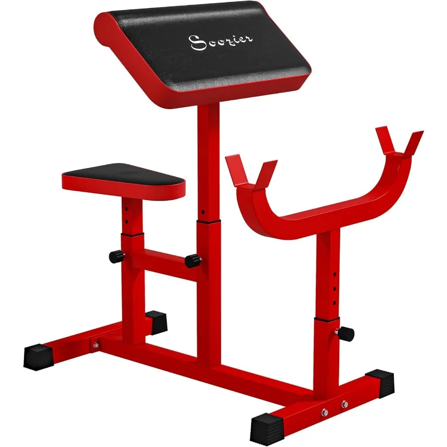 Adjustable Preacher Curl Bench with Brabell Rack for Strength Training: Seated Arm Isolated Barbell and Dumbbell Bicep Station