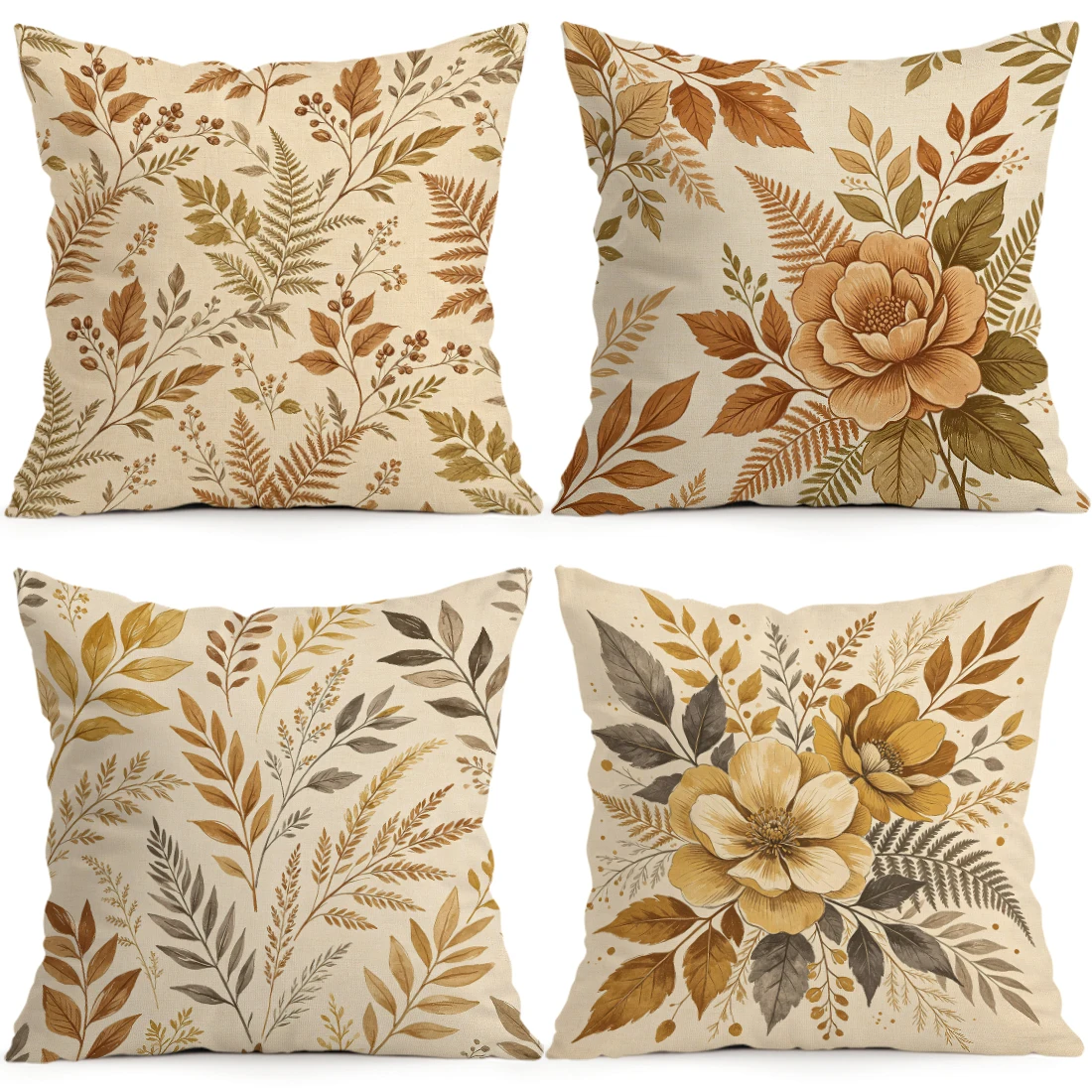 Retro Sketch Plants Pillowcase Printed Polyester 40/45/50cm Throw Pillowcover Decorative Sofa Cushion Pillowslip Home Decor