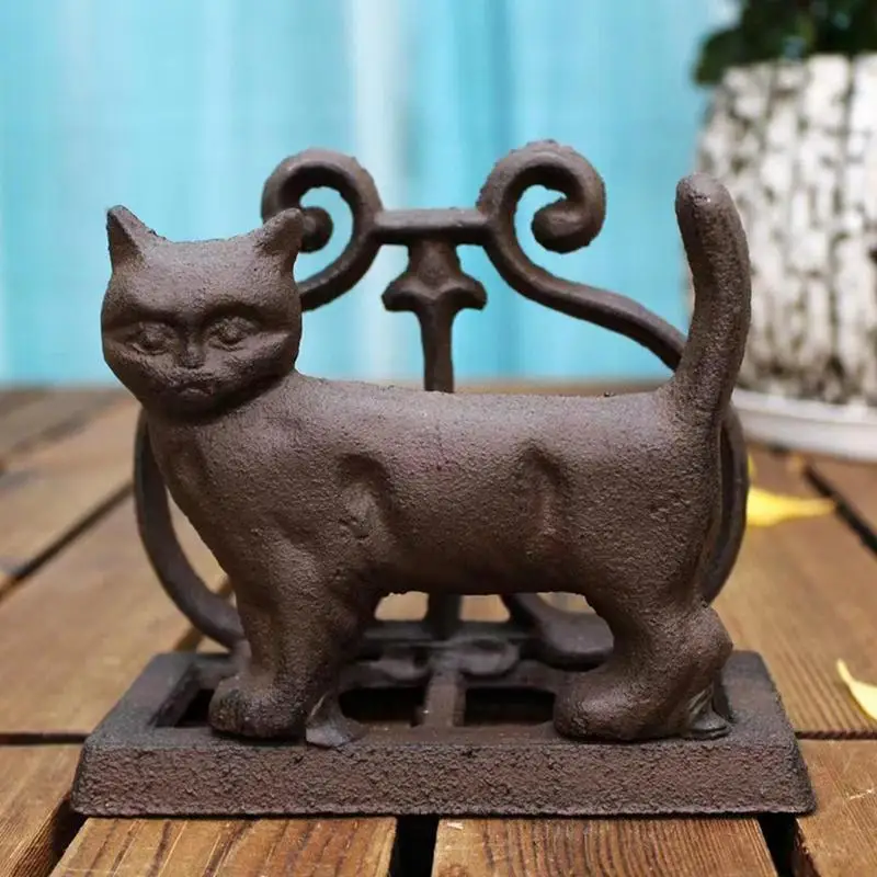 Rustic Bird Cast Iron Business Card Holder European Home Kitchen Tabletop Cat Fork Spoon Metal Napkin Tissue Paper Holder Rack