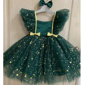 Bebê menina verde lantejoulas vestido de festa recém-nascido 1 ano aniversário princesa outfit crianças formal pageant vestido de baile infantil carnaval 12 principais vendas conjunto lantejoula verde - №6