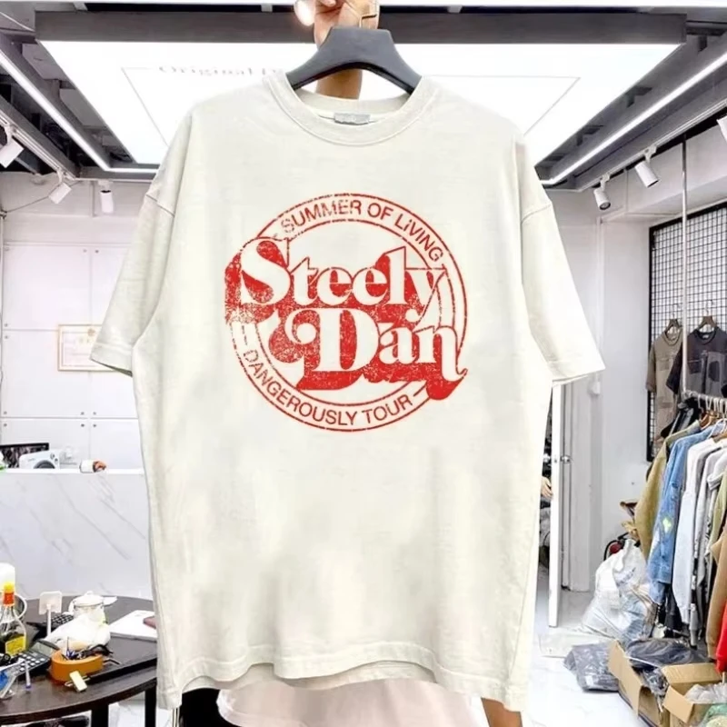 

2025 Summer New American Retro Steely Dan Dangerous Trip 90s Classic T-shirt Retro Fashion Men's and Women's Street Wear