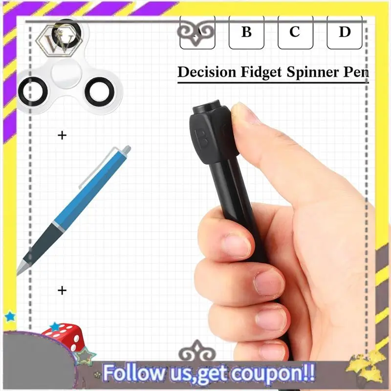 New 4 Pcs A B C D Rotation Reducer Ballpoint Pens Gadget Stress Relief Pen For Office Easy Install