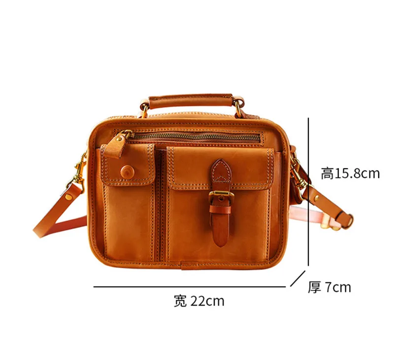 Modische Vintage-Handtasche aus natürlichem Echtleder für Damen, kleine Multi-Taschen-Organizer-Handtasche, Designer-Luxus-Schultertasche aus echtem Rindsleder – Detail 1