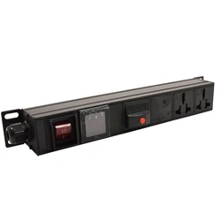 Rack Mount PDU Power Strip 3500W Overload Surge Protection 2AC 16A Socket Voltmeter Ammeter Power Meter 2Meter Cord