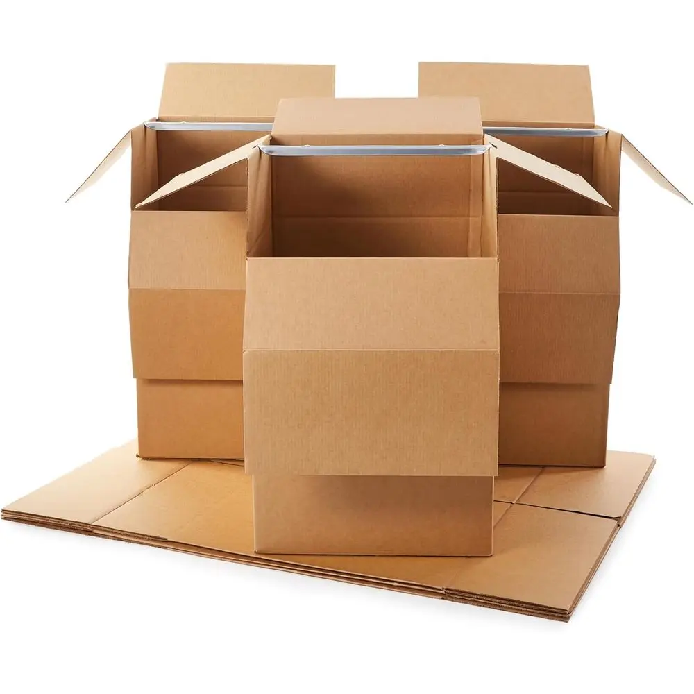 Wardrobe Clothing Moving Boxes with Bar, 6 Pack, Brown, 24