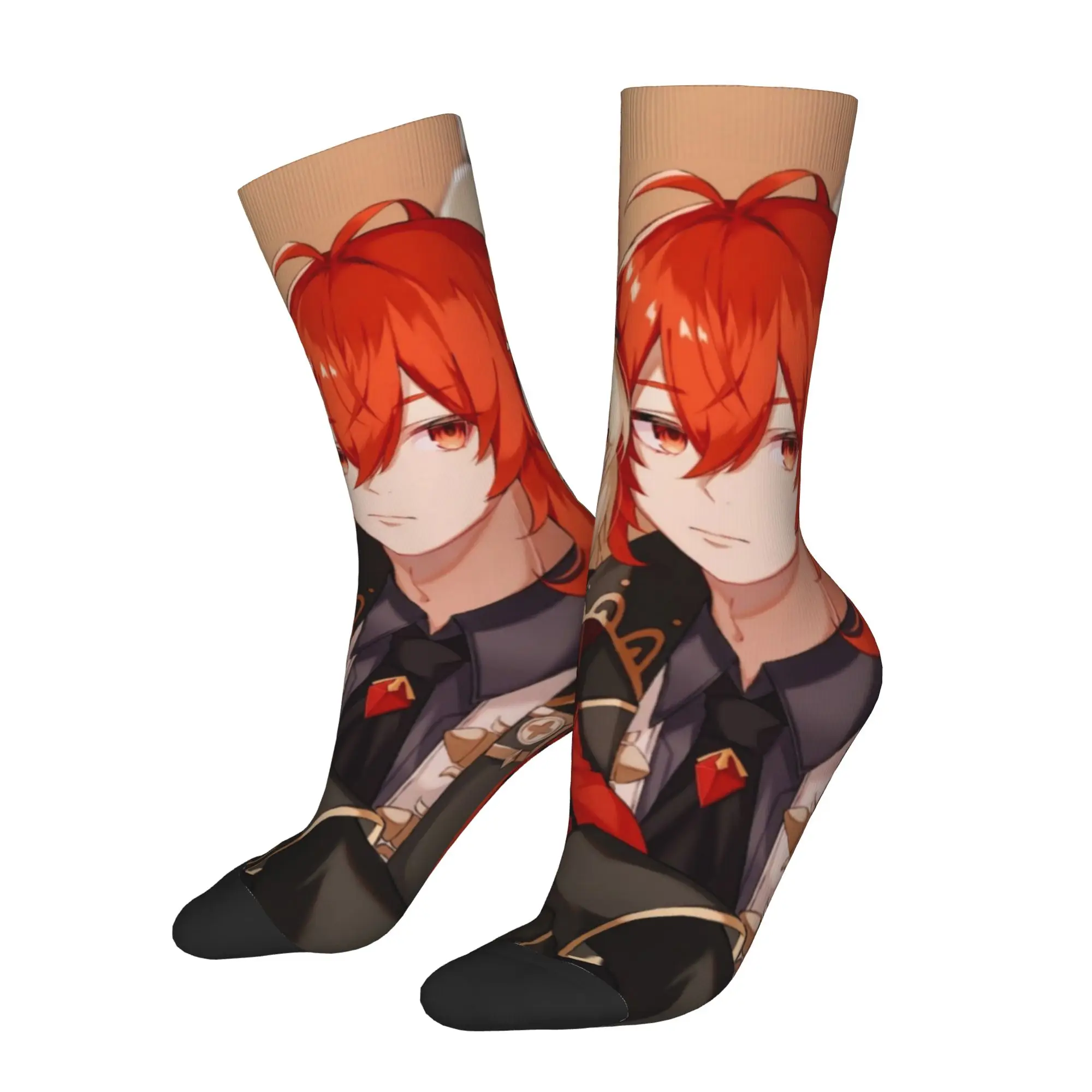 Kawaii Printing Anime G-Genshin L-Impact Socks for Men Women Stretch Summer Autumn Winter Manga Kawaii  Crew Socks