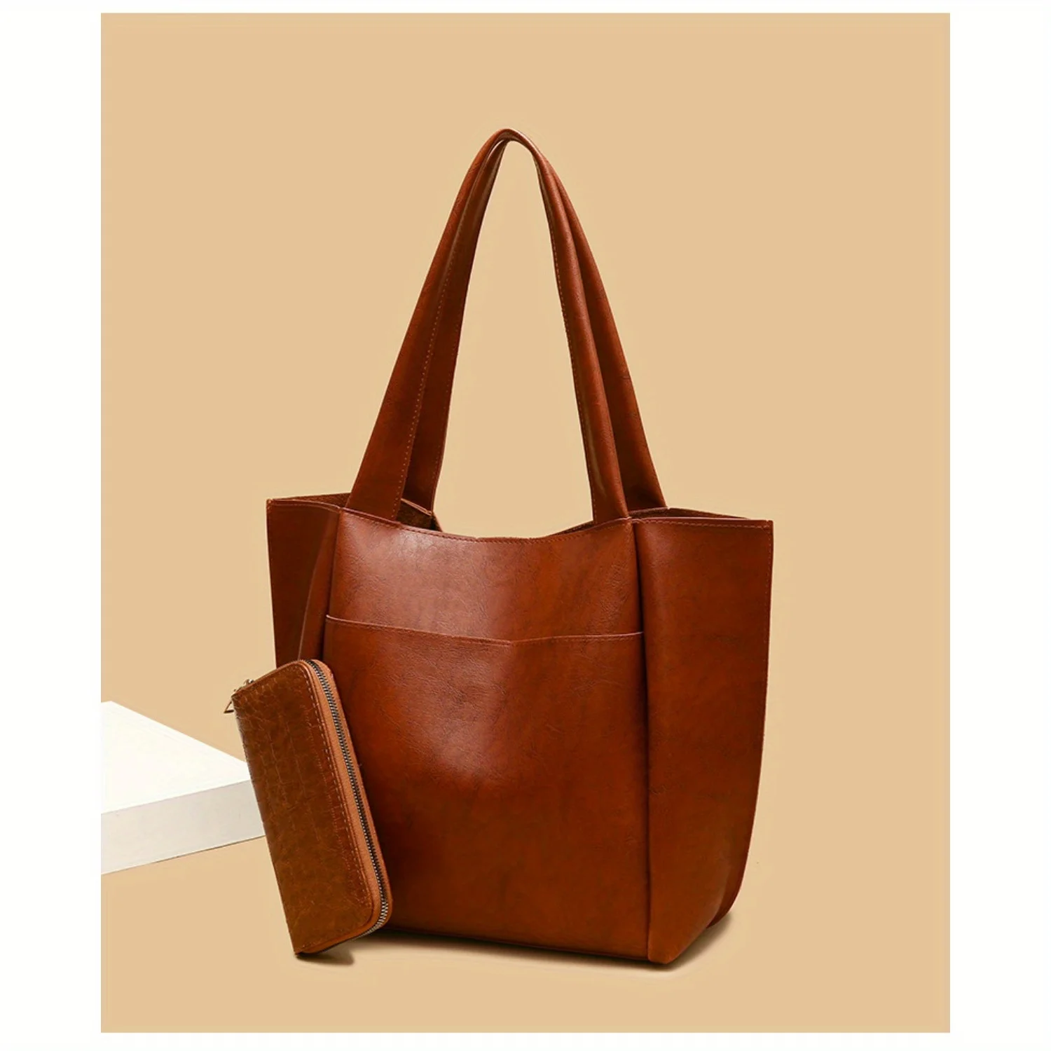 2 قطعة حقيبة كتف نسائية عصرية، حقيبة ركاب نسائية ذات سعة كبيرة، حقيبة كاجوال تحت الإبط، مناسبة للاستخدام اليومي/السفر