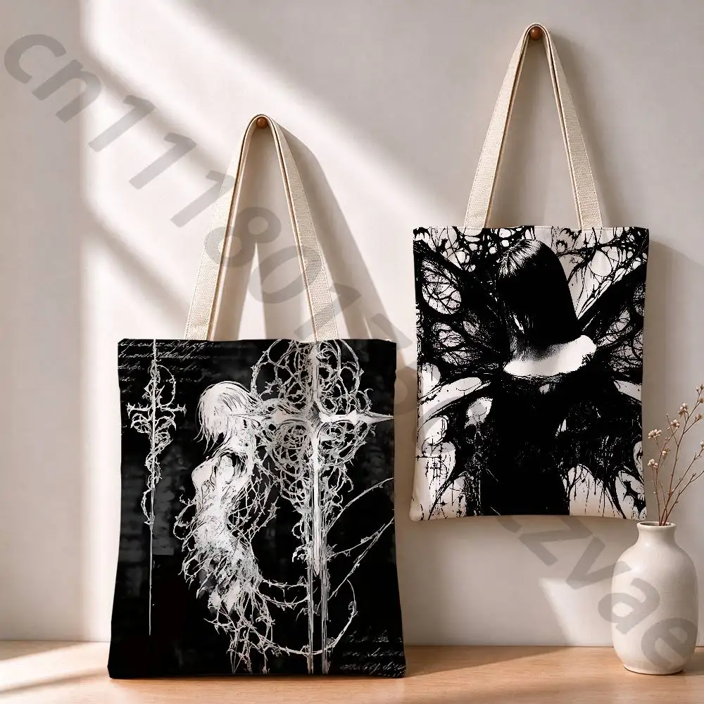 Gothic Coquette Cyber Sigilism  Reusable Fashionable Backpack Multifunctional Handbag Canvas Shopping Bag