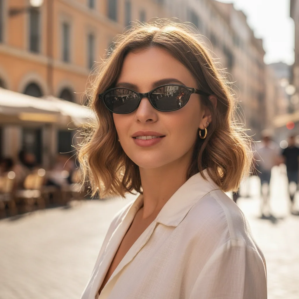 

Chic Cat Eye Oval Sunglasses Lightweight Trendy Narrow Shades 90s Sunnies for Women & Men