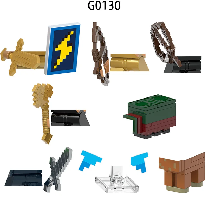 The Action Figures Shield Archer Axe Weapons Pants Hair Parts Model Blocks MOC Bricks Set Gifts Toys For Children G0130