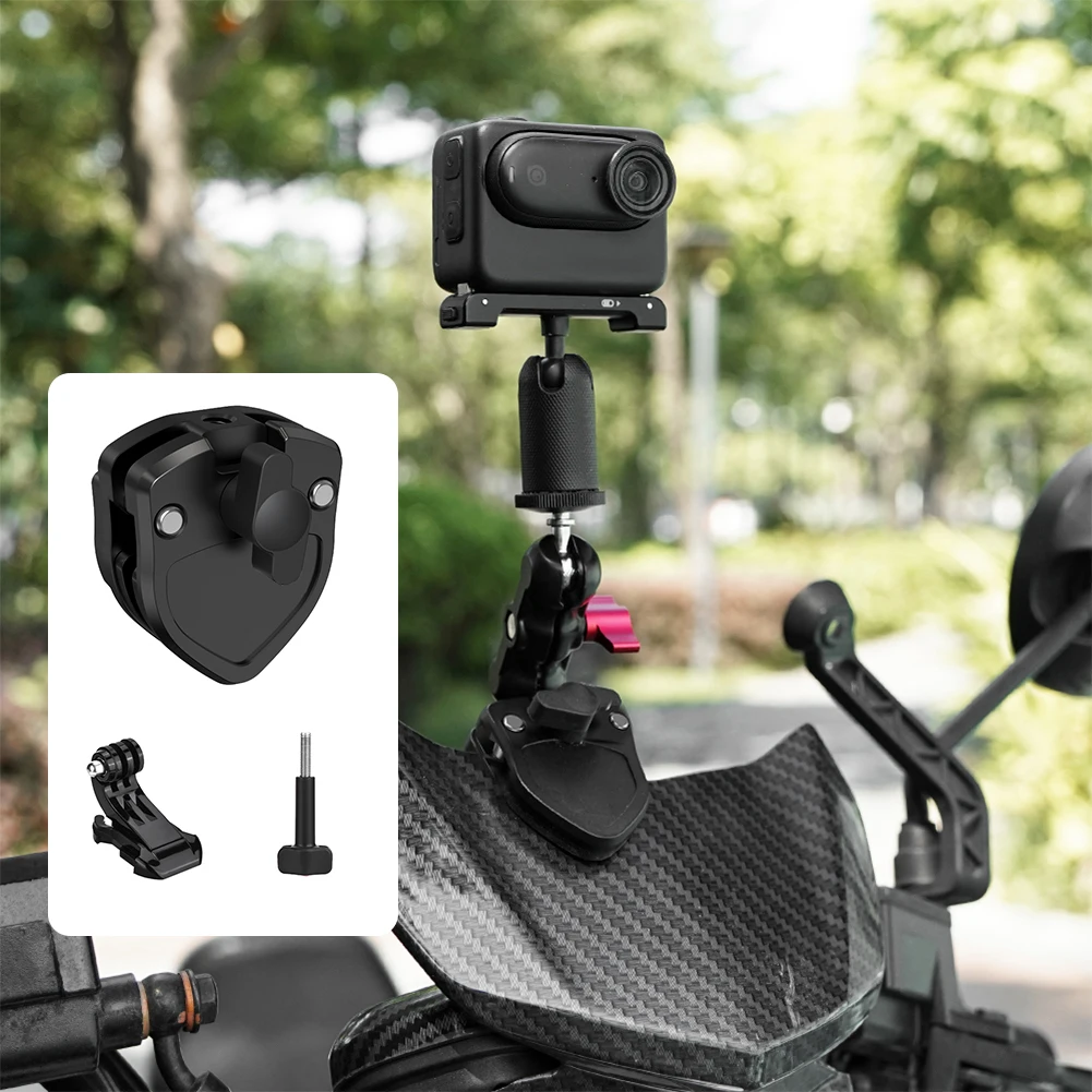 Windshield Mount Clamp with 1/4 Screw Hole Action Camera Mount Clip 180 Degree Rotable Motorcycle Bracket Clip for Sports Camera
