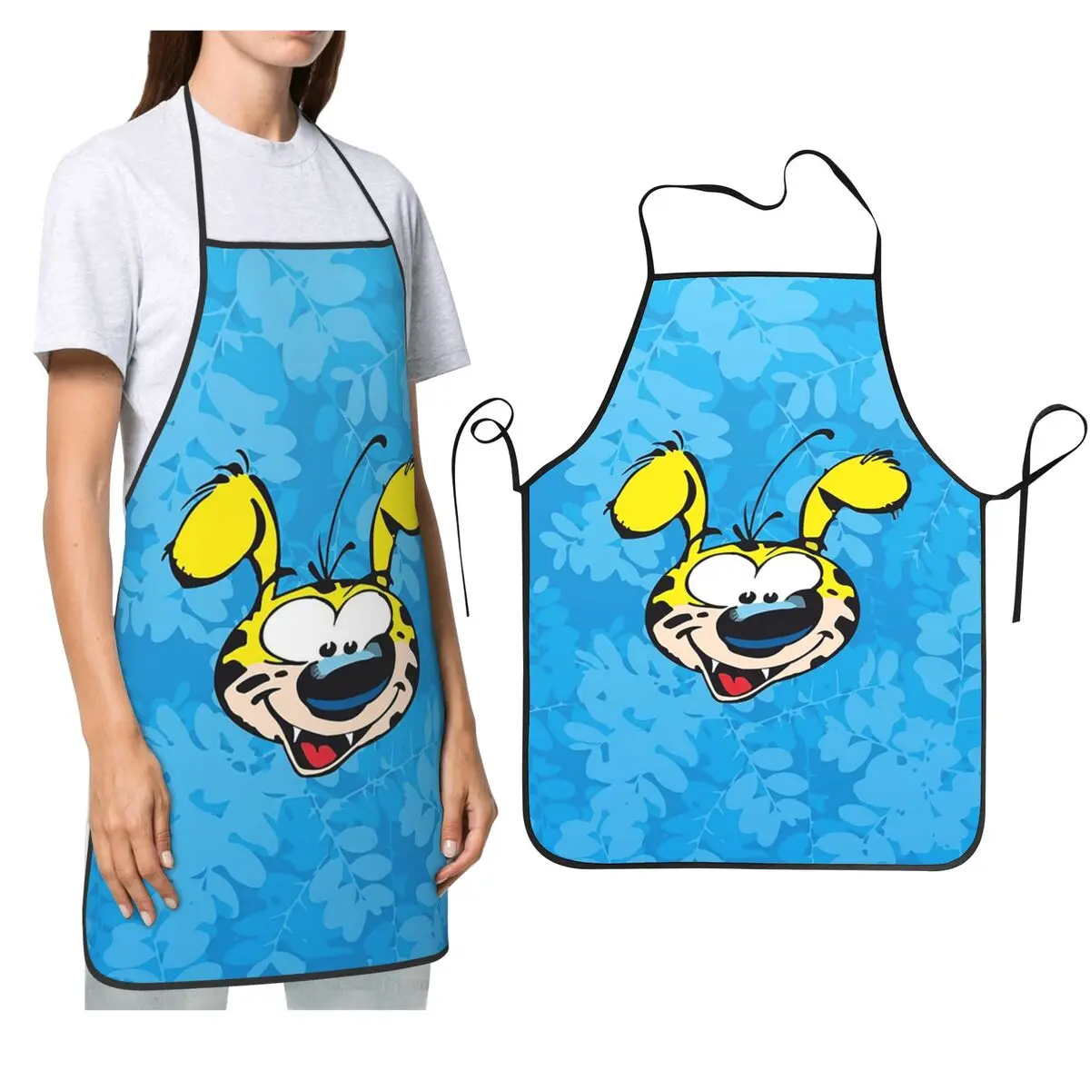 

Фартук для лица Marsupilami, шеф-повар, кулинария, кухня, нагрудник без рукавов, кухонный сарафан для чистки для женщин и мужчин, живопись