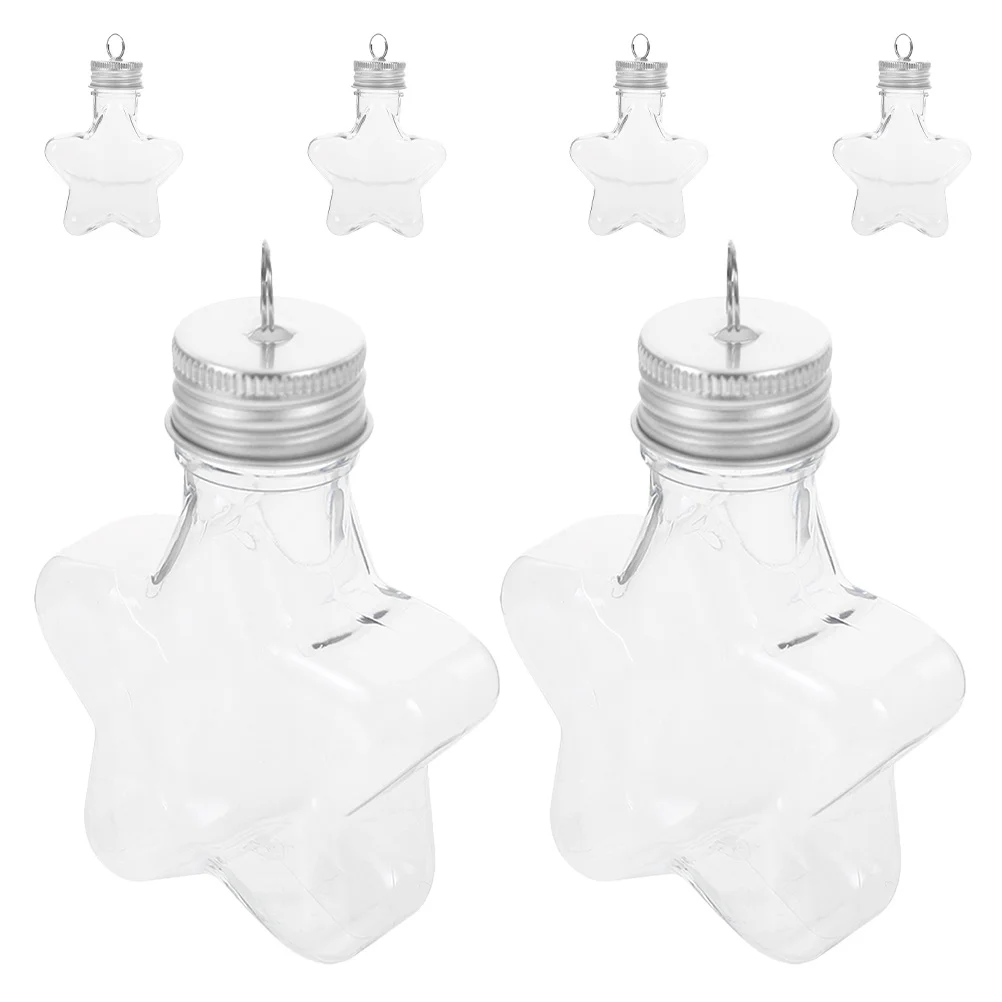 

6pcs Christmas Decoration Bottle Star Shaped Transparent Hanging Jar For Holiday Party Favor Centerpiece Wishing Container Craft