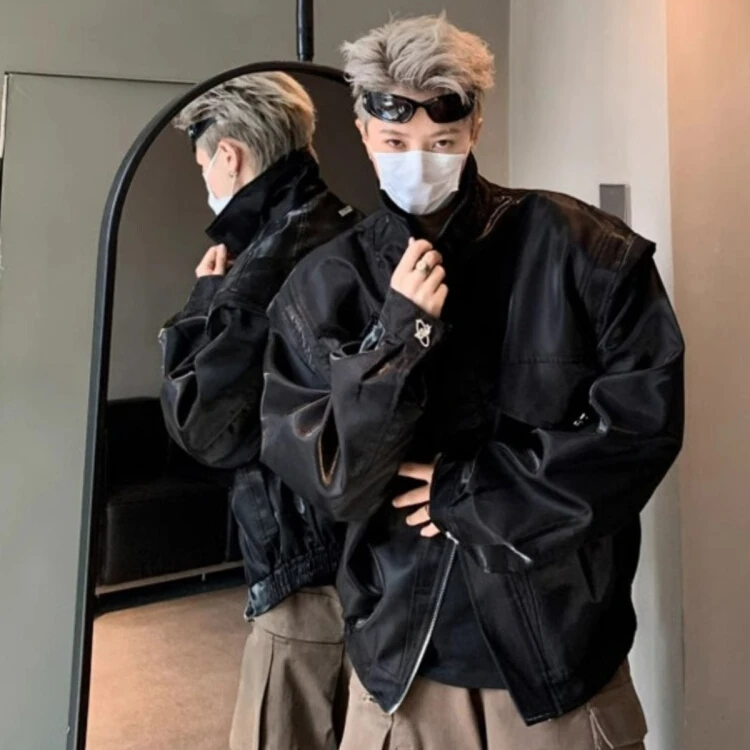 

Мужская кожаная куртка Bla из искусственной кожи с подплечниками, осенне-зимняя, премиум-класса, свободного кроя, в стиле мотоциклетной куртки-пилот.