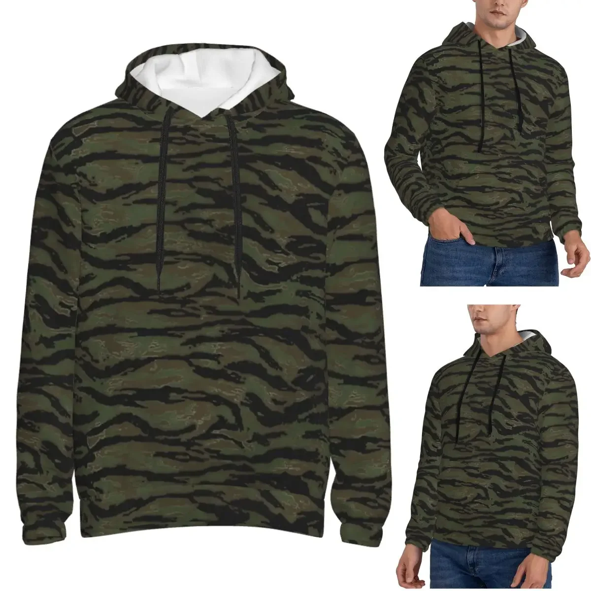 

Камуфляжная толстовка в стиле милитари в тигровую полоску, пуловер в стиле хип-хоп, осень-зима, мужские и женские толстовки, топы с длинными рукавами